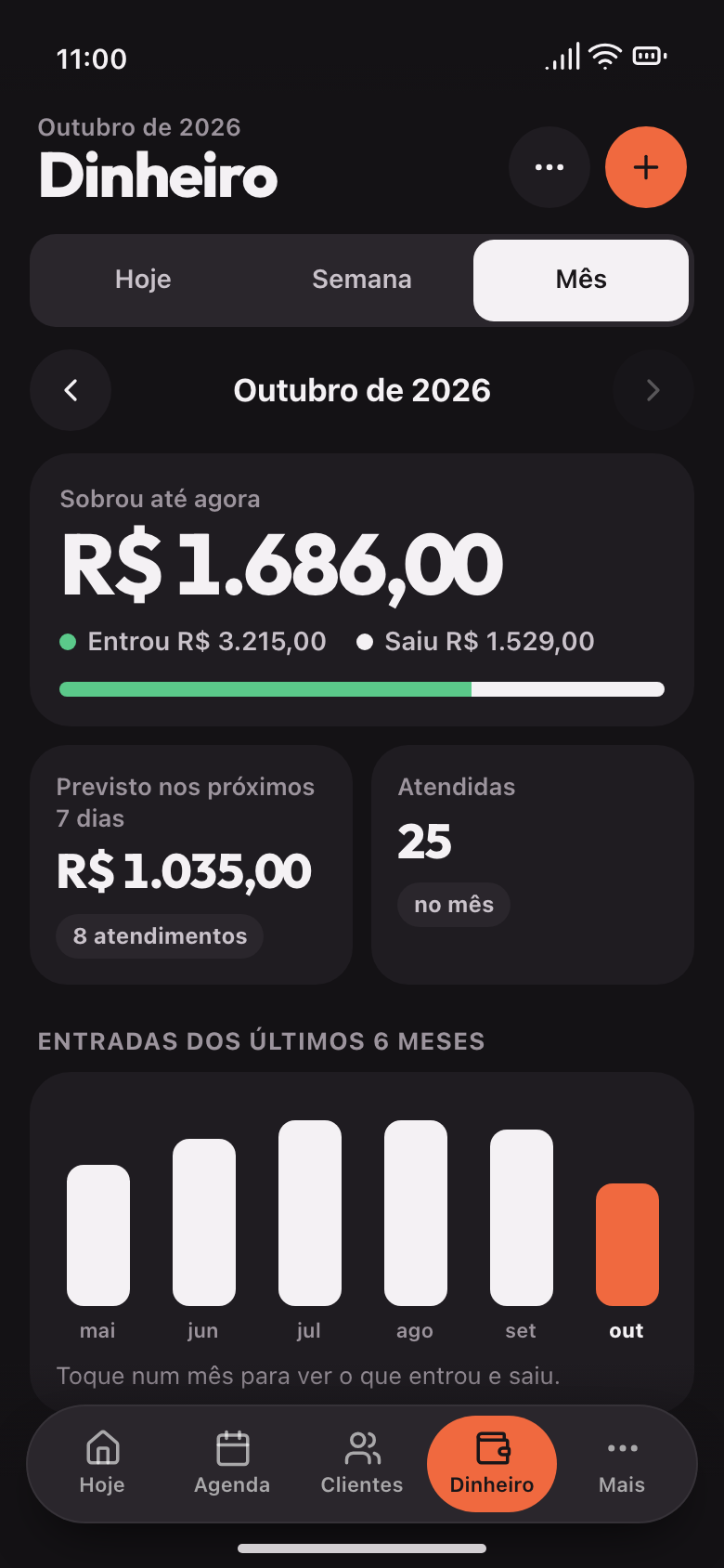 Dinheiro do mês: quanto sobrou, quanto entrou e quanto saiu