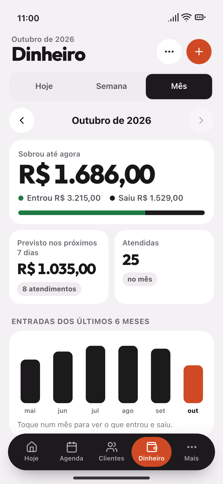 Dinheiro do mês: quanto sobrou, quanto entrou e quanto saiu